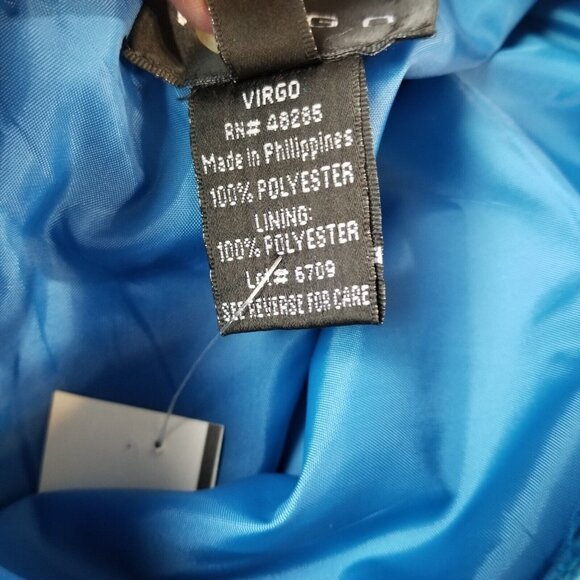 Virgo Vintage Womens Dress L Blue Embroidered Knee Length Slimming Short Sleeve - Picture 11 of 15